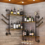 Braemar Industrial Pipe Wall Wine Rack, 4 Tier, 60 x 20 x 108cm