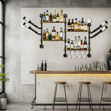 Braemar Industrial Pipe Wall Wine Rack, 4 Tier, 60 x 20 x 108cm