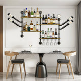 Braemar Industrial Pipe Wall Wine Rack, 4 Tier, 60 x 20 x 108cm