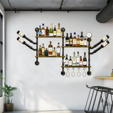 Braemar Industrial Pipe Wall Wine Rack, 4 Tier, 60 x 20 x 108cm
