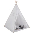 Pucon white kids teepee tent with linen walls and floor mat