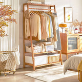 Indented Head Bamboo Garment Rack, Natural