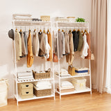 Indented Head Bamboo Garment Rack, White