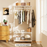 Indented Head Bamboo Garment Rack, White