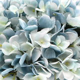 Artificial blue hydrangea side profile in glass vase — Allure Home Collections