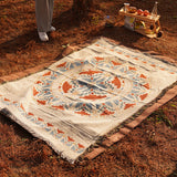Derwent Bohemian cotton picnic blankets two pack, each 180 x 260cm, in vintage pattern laid out on grass