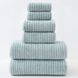 Green striped cotton towel set of 6 with bath, hand and face towels