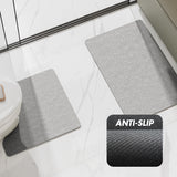 Grey U shaped microfibre toilet mat 50 x 50 cm fitted around a toilet base