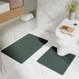 Green two piece bathroom mat set with U shaped toilet mat and rectangular mat
