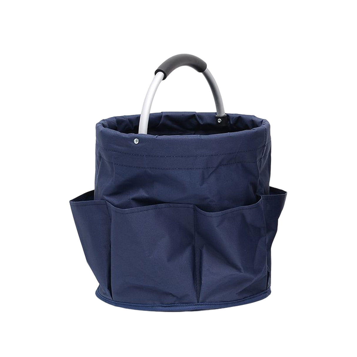 Vergt portable foldable picnic basket in navy blue with ergonomic handle and side pockets
