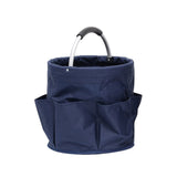 Vergt portable foldable picnic basket in navy blue with ergonomic handle and side pockets
