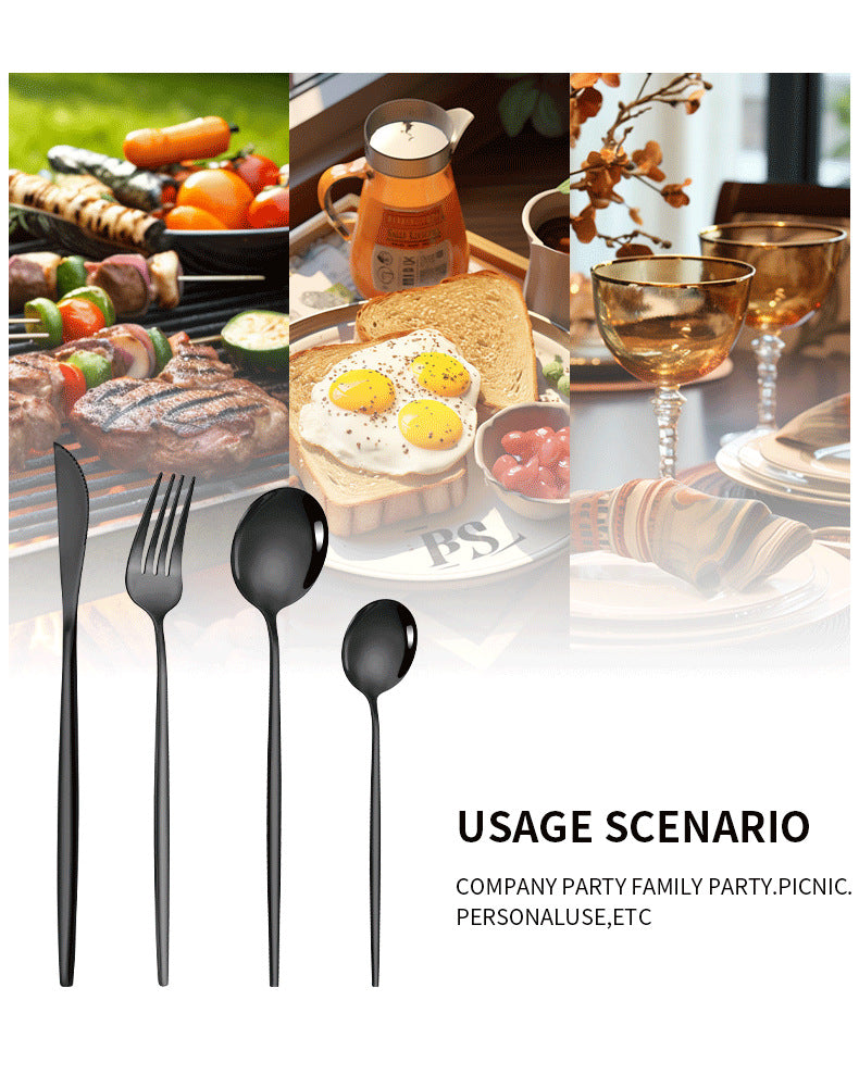 Black Gold Color Premium 24-Piece Cutlery Set - Luxury Gift Box