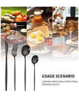 Black Gold Color Premium 24-Piece Cutlery Set - Luxury Gift Box