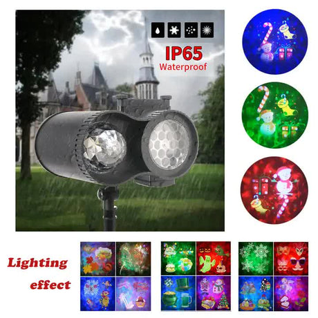 Outdoor dual-tube LED projection light casting a water-ripple effect