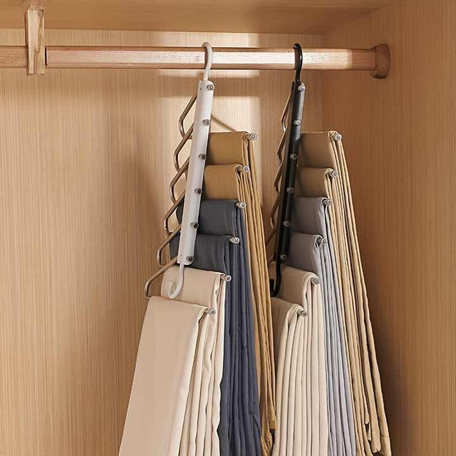 White Stainless Steel Foldable Pants Hanger Set