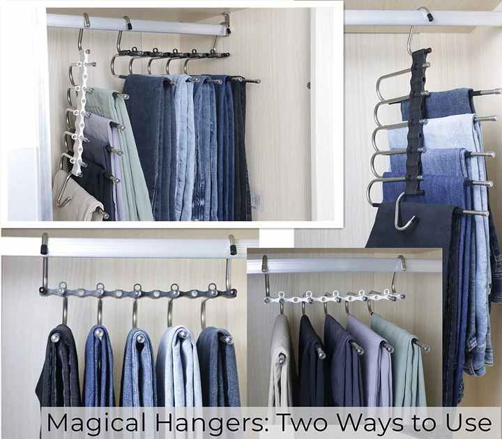 White Stainless Steel Foldable Pants Hanger Set