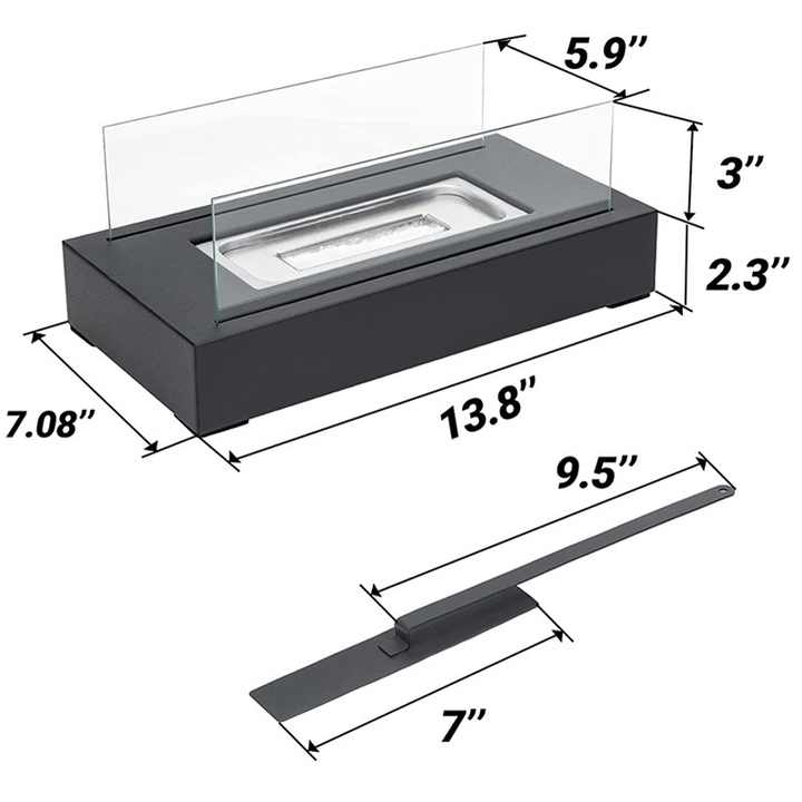 White tabletop bioethanol fireplace with glass panels