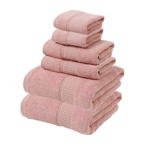 Pink cotton towel set of 6 with bath towels, hand towels and face washers