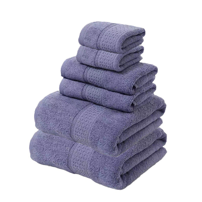 Purple cotton towel set of 6 with bath towels, hand towels and face washers