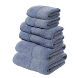 Grey blue 6 piece cotton towel set with bath towels, hand towels and face washers