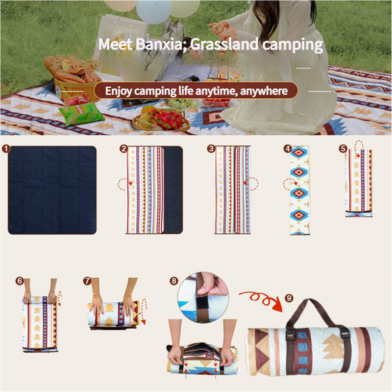 Cartmel Waterproof Picnic Mat, Traditional Pattern, Extra Large 200x200cm