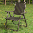 Coffee coloured folding camp recliner chair reclined with aluminium frame