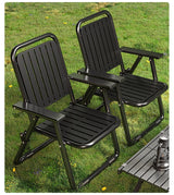 Namatjira Folding Camp Recliner Chair, Black