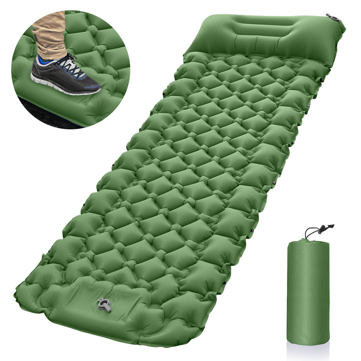 Michel green foot operated inflatable camping mat