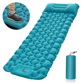 Michel peacock blue foot operated inflatable camping mat