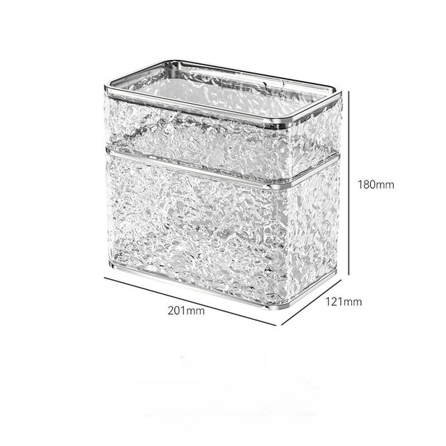Transparent wave textured double layer tissue box holder for the bathroom