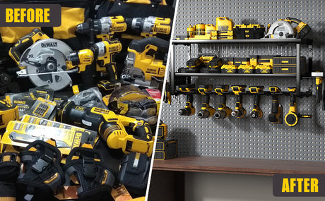 3 Tier Wall Mounted Power Tool Organiser Rack tool hooks