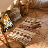 Handwoven Cotton Tassel Rug – Modern Design, 60x90cm