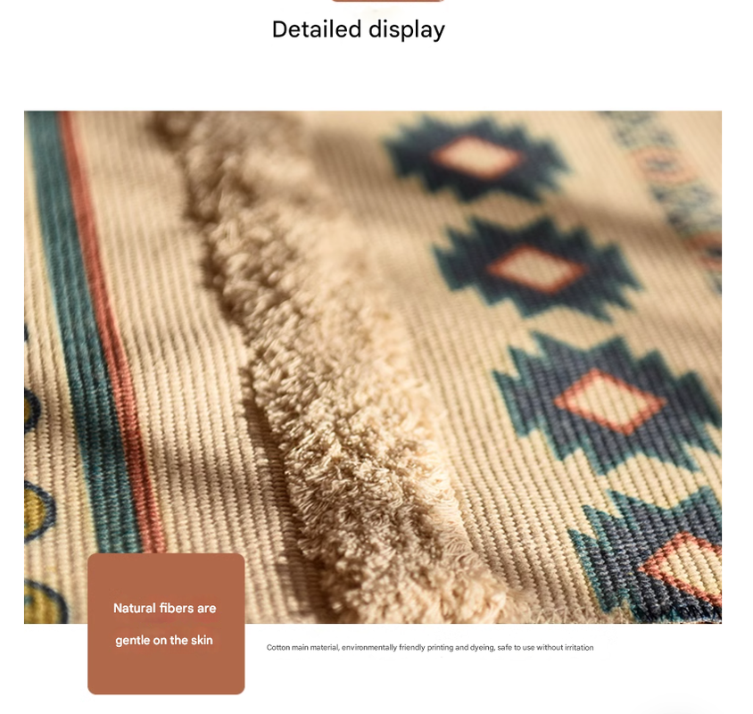 Handwoven Cotton Tassel Rug – Modern Design, 60x90cm