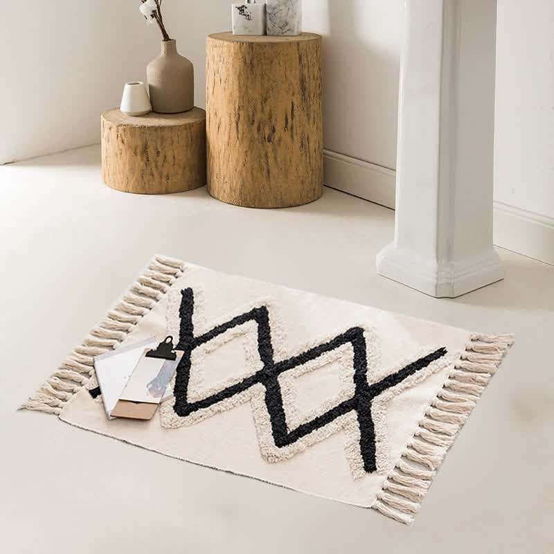 Handwoven Cotton Tassel Floor Rug 60x90cm