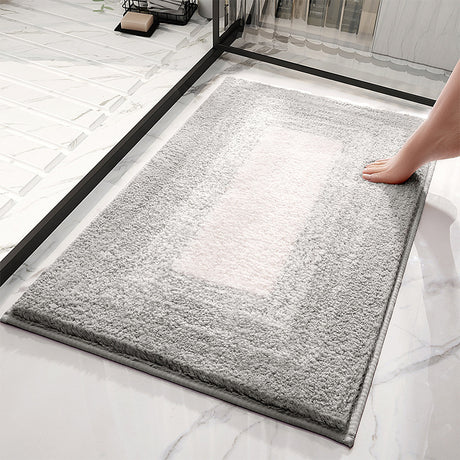 Absorbent Striped Bathroom Rug - Non-Slip Bath Mat for Toilet & Shower Room Entrance