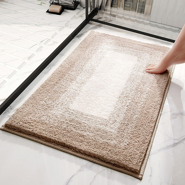 Absorbent Striped Bathroom Rug - Non-Slip Bath Mat for Toilet & Shower Room Entrance