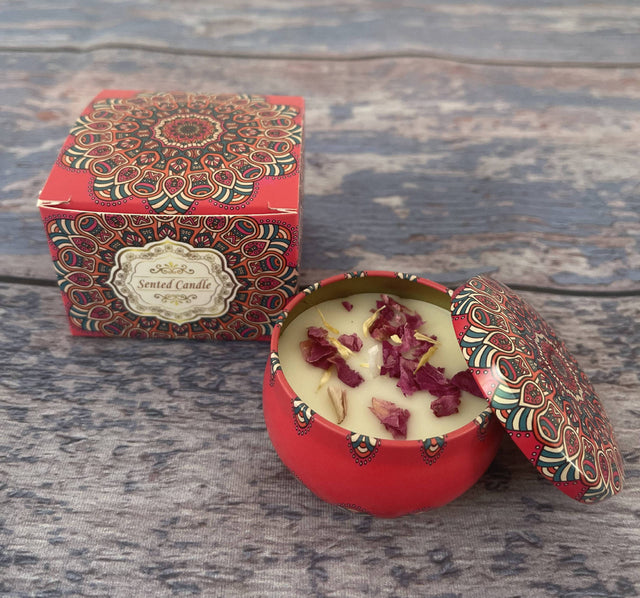 Small Scented Candle Set - 4 Soy Wax Candles, Travel Candle Set (Rose)