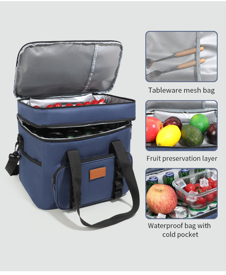 Monpazier Insulated Cooler Bag, 23L Double Layer, Black