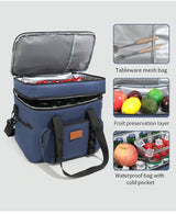 Monpazier Insulated Cooler Bag, 23L Double Layer, Navy Blue