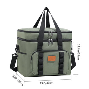 Monpazier 23L double layer insulated cooler bag in green with carry handles
