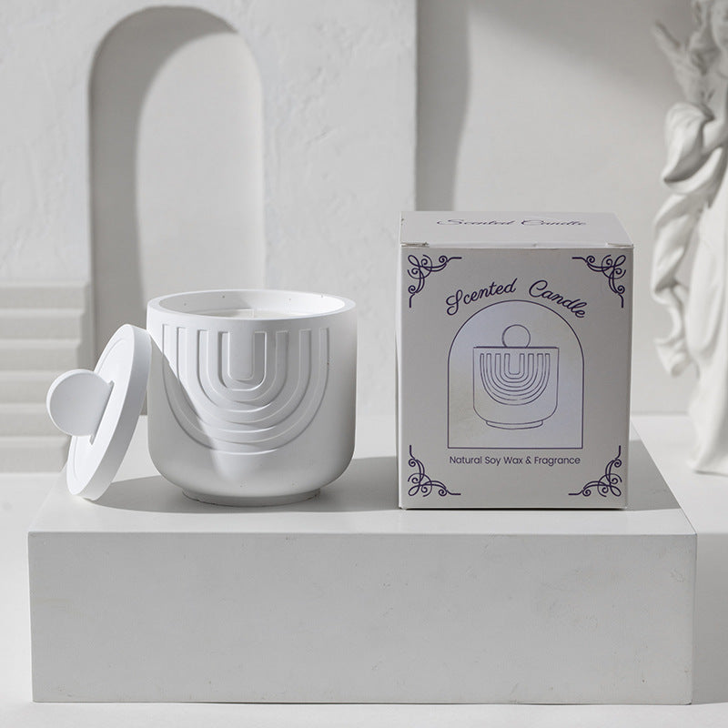 (White peach cedar)Scented Candle - Soy Wax Candle in Ceramic Pot
