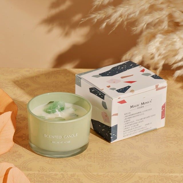 3 PCS (Gardenia)Macaron Crystal Stone Scented Candle - Aromatherapy Gift