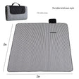 Hawkshead picnic blanket 200 x 200cm in white thin stripe print laid on grass with soft fabric top and water resistant PEVA backing