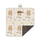 Hawkshead picnic blanket 200 x 200cm in bear print laid on grass with soft fabric top and water resistant PEVA backing