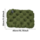 Olive green inflatable seat cushion for outdoor seating