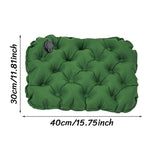 Green inflatable seat cushion for camping and picnics