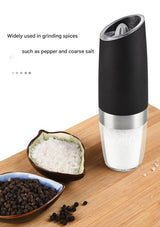 Enna Salt and Pepper Grinder Set, Electric Gravity, LED Light, Black, 2pcs