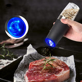 Enna Salt and Pepper Grinder Set, Electric Gravity, LED Light, Silver, 2pcs