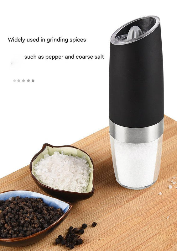 Enna Salt and Pepper Grinder Set, Electric Gravity, LED Light, Silver, 2pcs