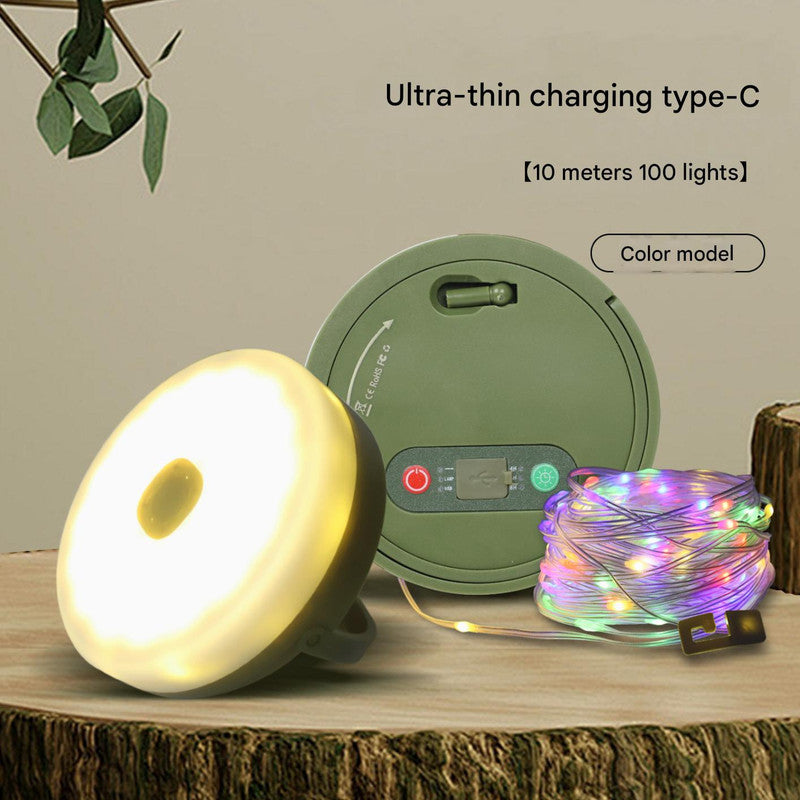 Ultra-Thin Rechargeable LED Camping Light with String